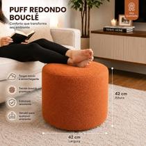 Puff Redondo Bouclé Decorativo Sala Quarto Banqueta 43x43 cm Puff Redondo Bouclé Decorativo Sala Quarto Banqueta 43x43 cm