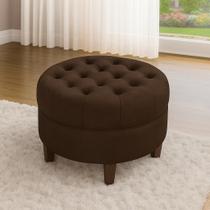 Puff Redondo Capitonê Amsterdã Decorativo Moderno Suede Para Sala Estar Quarto AV