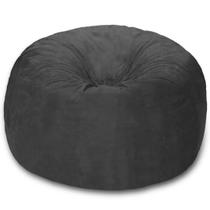 Puff Redondo Cinza Suede Premium 80cm Diâmetro com Zíper e Enchimento Completo