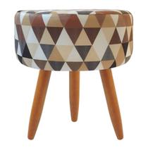 Puff Redondo Classic Estampado Triangulo Bege