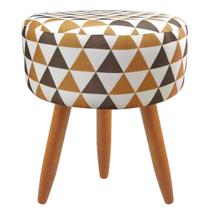 Puff Redondo Classic Estampado Triangulo Marrom Puff Redondo Classic Estampado Triangulo Marrom