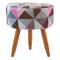 Puff Redondo Classic Estampado Triangulo Rosa