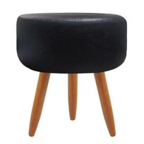 Puff Redondo Classic material sintético Preto