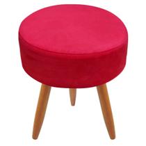 Puff Redondo Classic Suede Vermelho