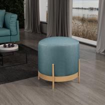 Puff Redondo com Base de Ferro Dourada e Estofado Ágar