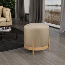 Puff Redondo com Base de Ferro Dourada e Estofado Ágar