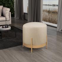 Puff Redondo com Base de Ferro Dourada e Estofado Ágar