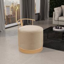 Puff Redondo com Base em Ferro Dourada e Estofado ÁQuila