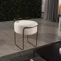 Puff Redondo com Base em Ferro e Estofado Ivar