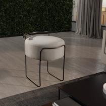 Puff Redondo com Base em Ferro e Estofado Ivar