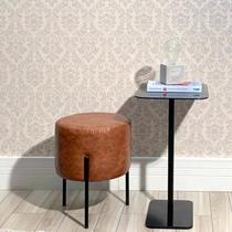 Puff Redondo com Pernas em Metal Round Espresso Móveis Puff Redondo com Pernas em Metal Round Espresso Móveis