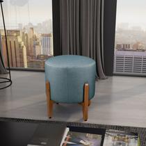 Puff Redondo de Madeira Eucalipto e Estofado Otávio