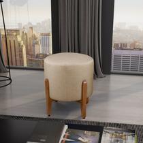 Puff Redondo de Madeira Eucalipto e Estofado Otávio