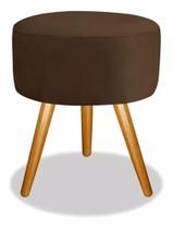 Puff Redondo Decorativo Banqueta Pés Palito Suede