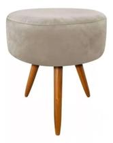 Puff Redondo Decorativo Banqueta Pés Palito Suede