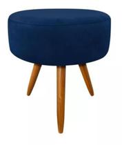 Puff Redondo Decorativo Banqueta Pés Palito Suede