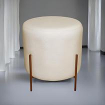 Puff Redondo Decorativo Base Pés De Ferro Luma Bege