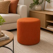 Puff Redondo Decorativo Bouclé Terracota 43cm para Sala e Quarto Puff Redondo Decorativo Bouclé Terracota 43cm para Sala e Quarto
