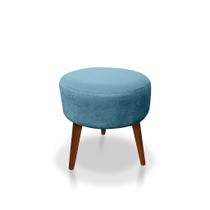 Puff Redondo Decorativo Panqueta De Apoiar Os Pés Suede Azul Turquesa Puff Redondo Decorativo Panqueta De Apoiar Os Pés Suede Azul Turquesa