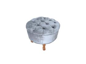 Puff Redondo em Captone 50 cm Retro - Suede Cinza