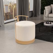 Puff Redondo em Linho 50cm com Base ÁQuila