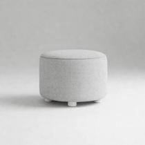 Puff Redondo Em Linho Cinza Design Elegante E Confortável