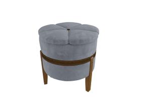 Puff Redondo Flor Decorativo com Pés de Madeira Estofado Suede, Conforto e Estilo para Quarto ou Sala