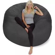 Puff Redondo Gigante 140x50 Em Suede Cinza Com Enchimento Puff Redondo Gigante 140x50 Em Suede Cinza Com Enchimento