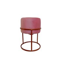 Puff Redondo Iron Argola Base Ferro Aço Carbono Cobre/Rosa