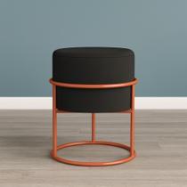 Puff Redondo Iron Base argola Cobre Preto