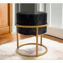 Puff Redondo Iron Decorativo Base argola Preto Puff Redondo Iron Decorativo Base argola Preto