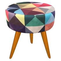 Puff Redondo Lavínia Triângulo Sala Pês Palito - SSX Multicoisas