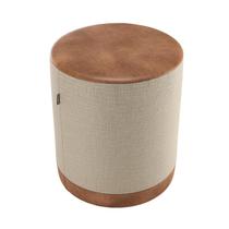 Puff Redondo Luxo Alexxa Linho Cinza Sala Quarto Escritório Puff Redondo Luxo Alexxa Linho Cinza Sala Quarto Escritório