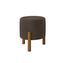 Puff Redondo Luxo Apolo com Pés em Madeira Maciça