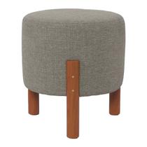 Puff Redondo Luxo Apolo Linho Com Pés Em Madeira Maciça Puff Redondo Luxo Apolo Linho Com Pés Em Madeira Maciça