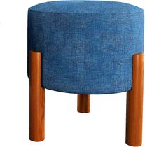 Puff Redondo Luxo Decorativo Charme - Azul Linho