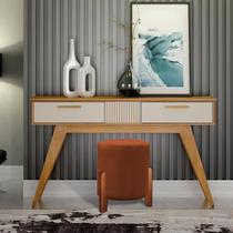 Puff Redondo Luxo Pés em Madeira Luna Veludo Terracota