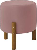 Puff Redondo Luxo Rosê Suede Decorativo 45cm Altura Suporta 100kg