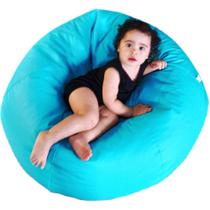 Puff Redondo M Infantil 85cm de circunferência em corano original na Cor TURQUESA ( COM ENCHIMENTO)