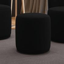 Puff Redondo Malu Orgânico Assento Espuma Estrutura Madeira Maciça Suede Preto D'Rossi
