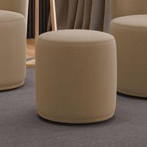Puff Redondo Malu para Sala Madeira Suede Marrom Rato D'Rossi