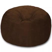 Puff Redondo Marrom Suede Premium 80cm com Enchimento para Sala Conforto