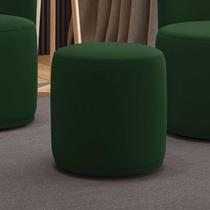 Puff Redondo Orgânico Malu Assento Espuma Madeira Maciça Suede Verde D'Rossi