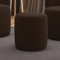 Puff Redondo Orgânico Malu para Sala Assento Espuma Suede Marrom D'Rossi