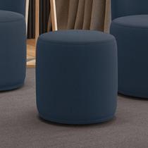 Puff Redondo Orgânico Malu Suede Madeira Azul Marinho D'Rossi