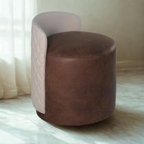 Puff Redondo Orgânico material sintético Moderno Confortável Taylor Sala Quarto Recpção Luxo Matelassê