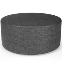 Puff Redondo Orgânico para Living 90cm Lola W01 Linho Cinza Escuro - Lyam Decor
