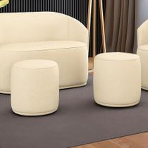 Puff Redondo Orgânico para Sala Kit 2 Malu Linho M11 - D'Rossi