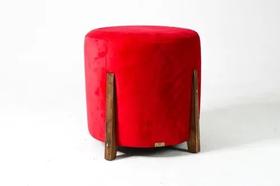 Puff Redondo Para escritório/recepção/casa Suede Vermelho