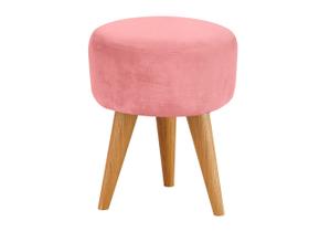 puff redondo para quarto com pes de madeira facil de montar design charmosa e moderna rosa